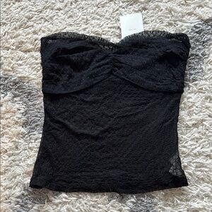 Black Mesh Strapless Top